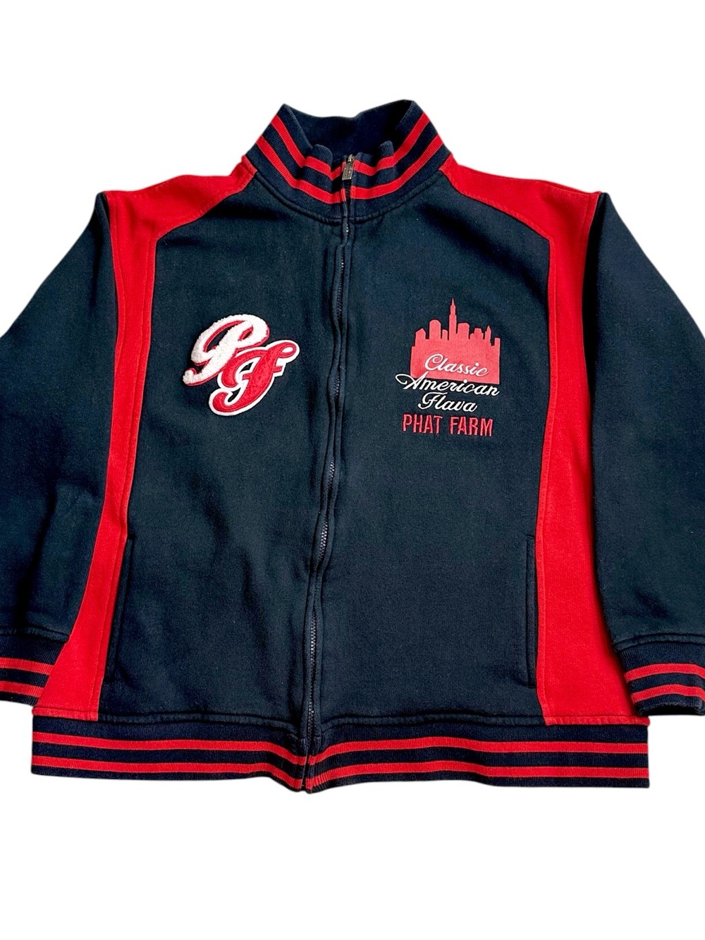 Phat Farm Tracksuit Set Youth L 14 16 Red Black Full Zip Jacket Pants Y2K - Picture 3 of 13